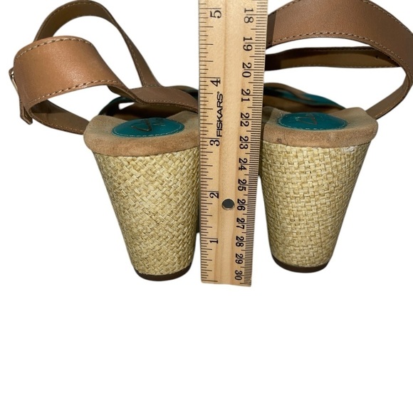 Clarks Artisan Women's Shoes Size 8.5M Turquoise/Brown Leather Wedge Platform - Picture 10 of 13